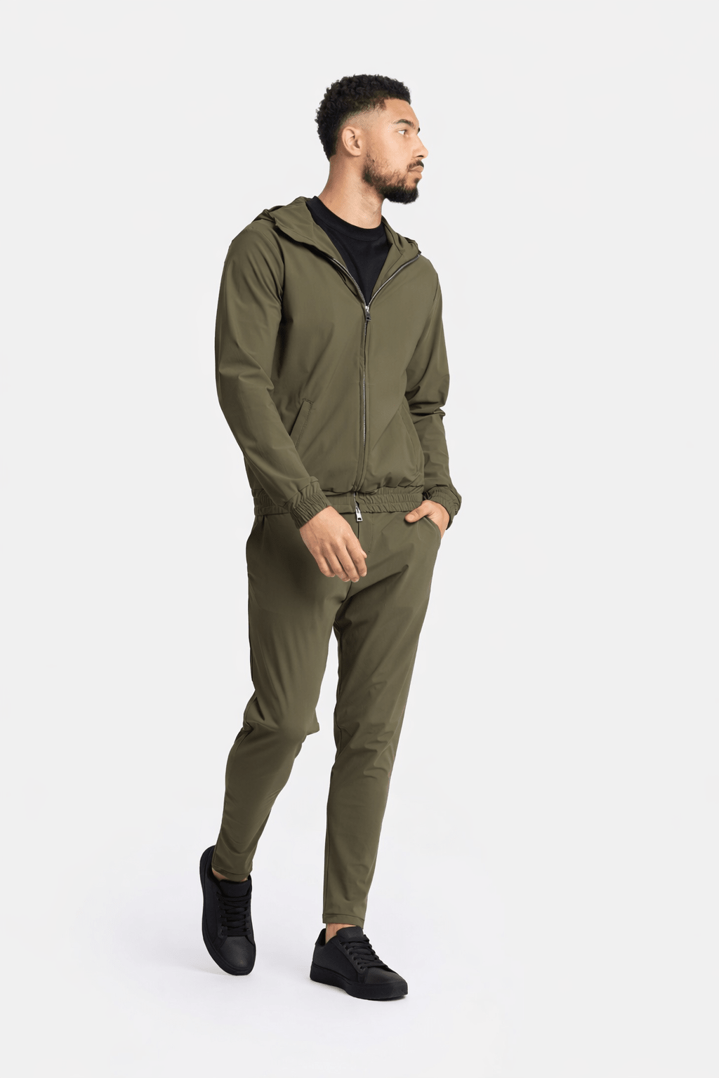 Dark Green Hooded Tech Suit